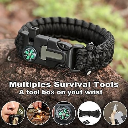 Kit Supravietuire de camping tip Bratara Survival 5in1 - Negru [5]