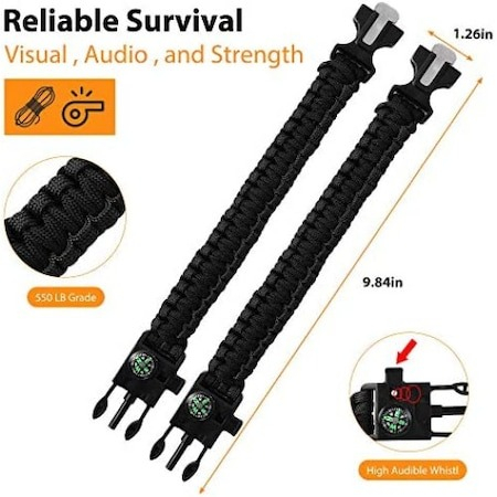 Kit Supravietuire de camping tip Bratara Survival 5in1 - Negru [3]
