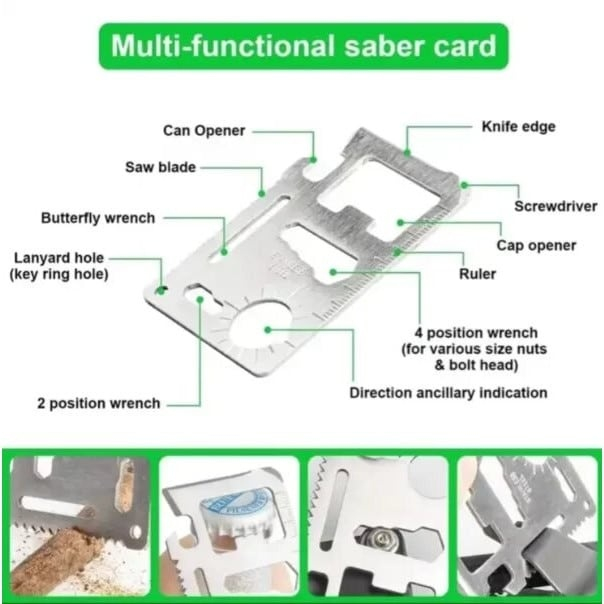 Kit supravietuire multifunctional 18 piese, camping si urgenta, busola, lanterna, cutit pliabil, paracord, patura termica, carcasa [10]