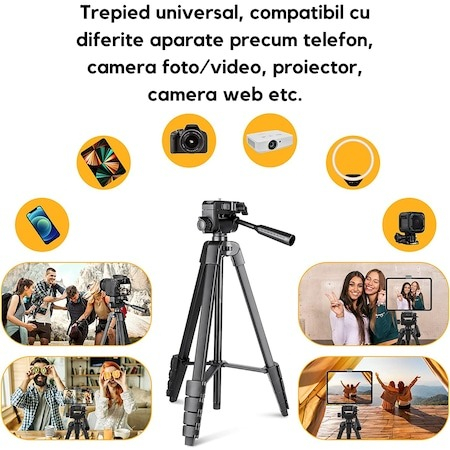 Kit Vlogging complet cu trepied inclus de 135 cm si telecomanda bluetooth [7]