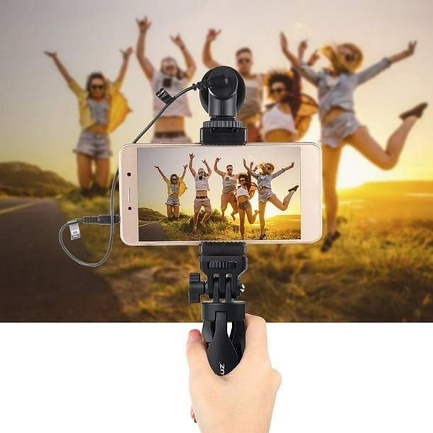 Kit vlogging pentru telefon, camera, mini panou LED inclus, trepied filet 1/4 si suport telefon cu patina [6]