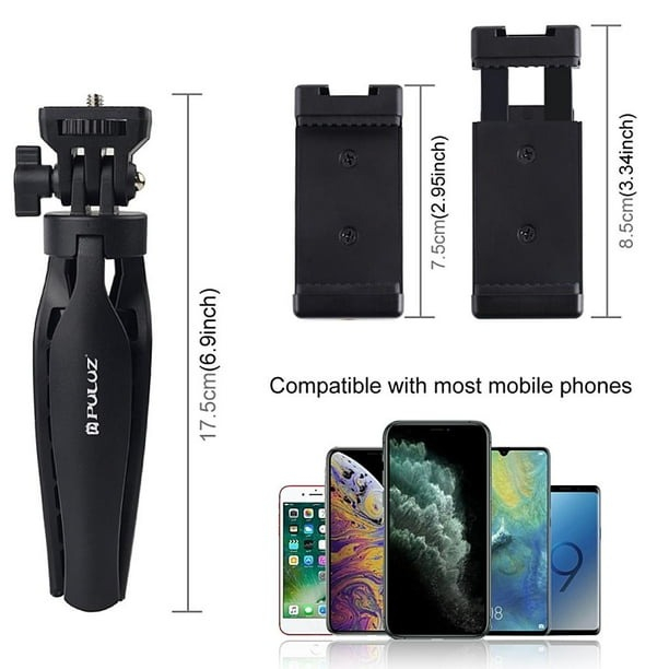 Kit vlogging pentru telefon, camera, mini panou LED inclus, trepied filet 1/4 si suport telefon cu patina [5]