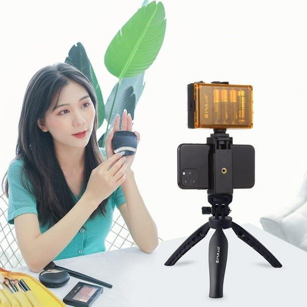 Kit vlogging pentru telefon, camera, mini panou LED inclus, trepied filet 1/4 si suport telefon cu patina [3]