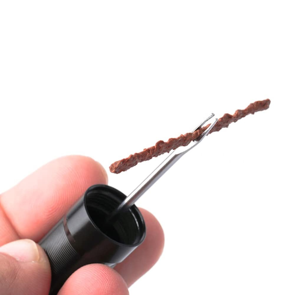 Kit vulcanizare auto pentru reparare anvelope, cauciuc/otel inoxidabil, 5 snururi, 1 unealta, usor de utilizat, 67x18 mm [2]