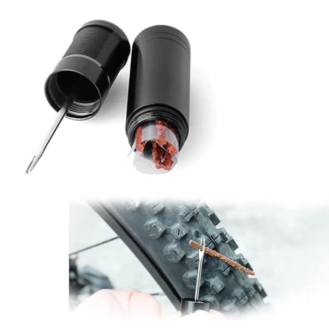 Kit vulcanizare auto pentru reparare anvelope, cauciuc/otel inoxidabil, 5 snururi, 1 unealta, usor de utilizat, 67x18 mm [5]