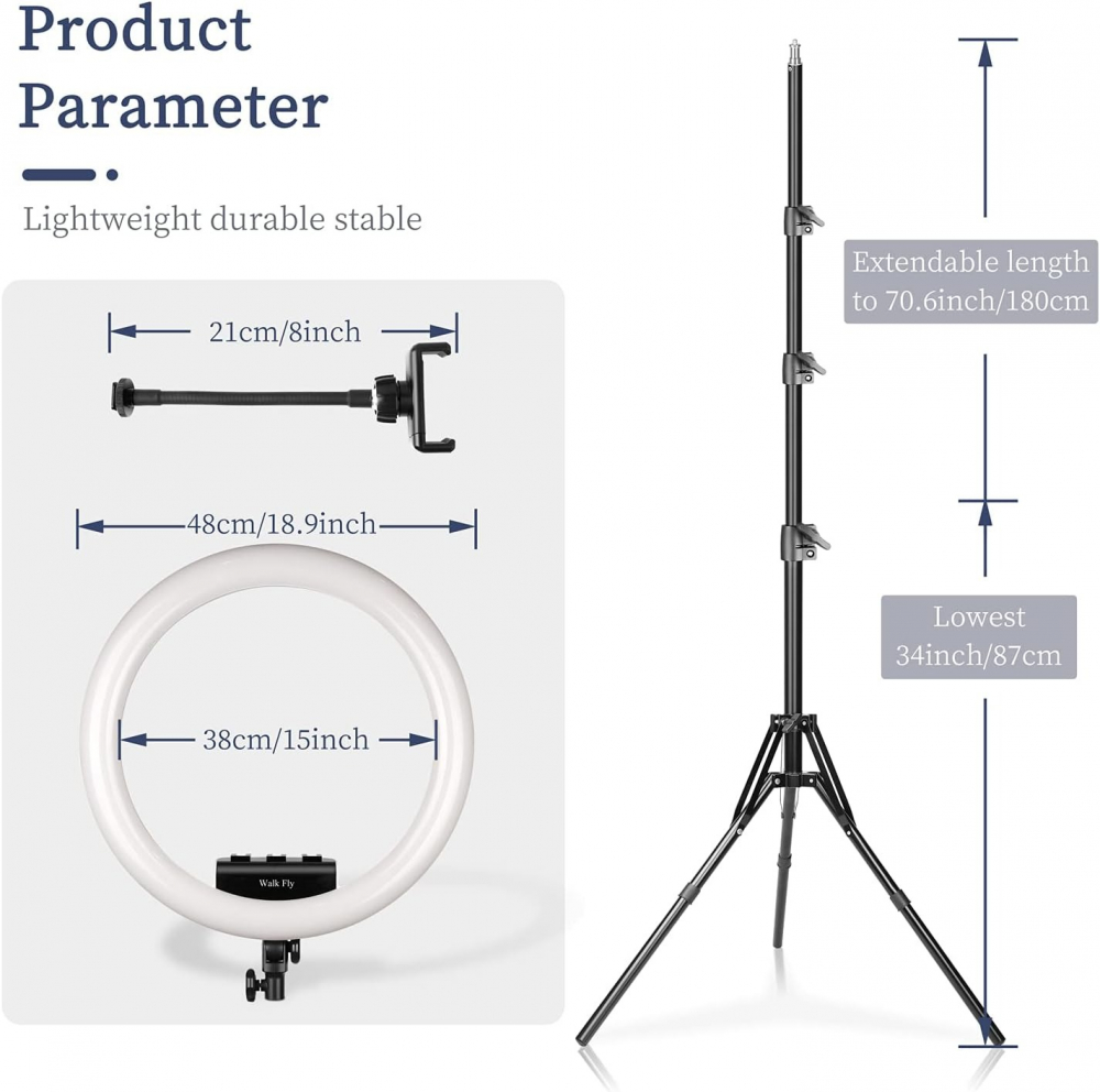 Lampa circulara 46 cm diametru, putere 50W, telecomanda inclusa, 3 suporti de telefon si geanta de transport [2]