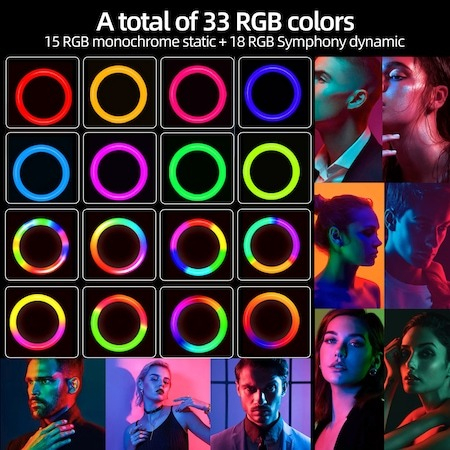 Lampa circulara LED 26 cm diametru RGB,mini trepied + telecomanda bluetooth pentru telefon [5]