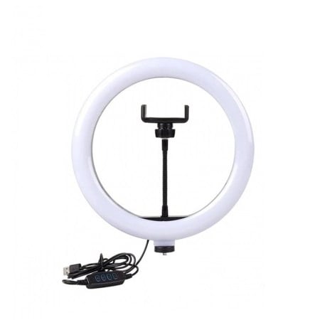 Lampa circulara LED 26 cm diametru,cap bila rotativ 360 grade si suport de telefon