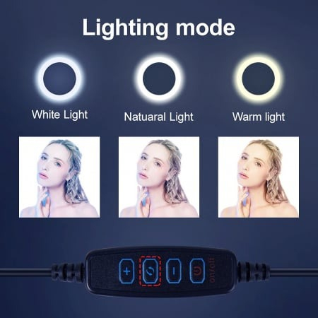 Lampa circulara LED 26 cm diametru,cap bila rotativ 360 grade si suport de telefon [6]