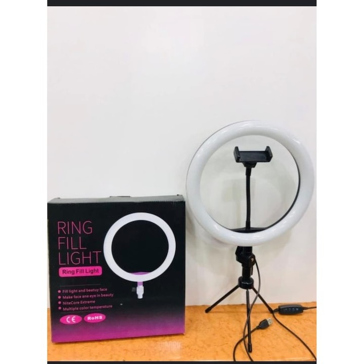 Lampa circulara LED, ring light 20 cm diametru, cap bila 360 grade si mini stativ universal cu filet 1/4 inclus [3]