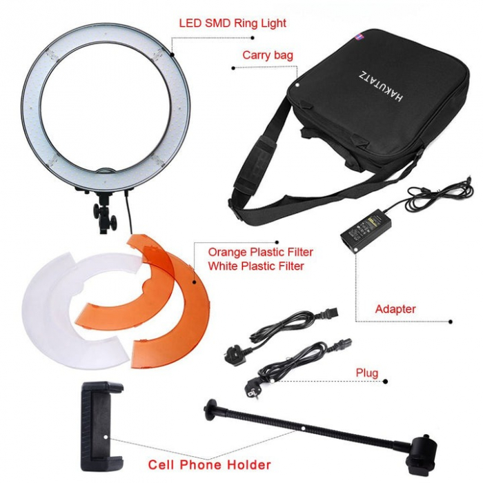 Lampa circulara profesionala 19"-48 cm, trepied 200 cm, accesorii si geanta inclusa [3]