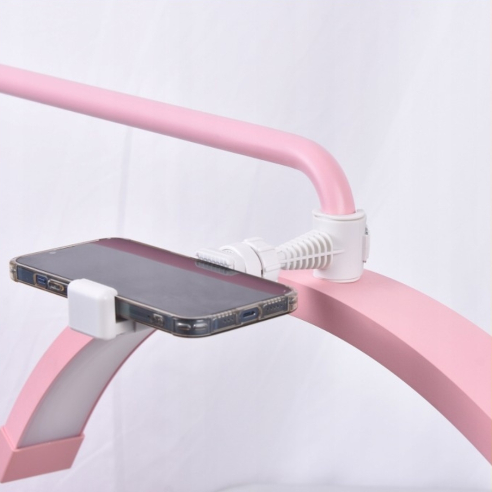 Lampa cosmetica LED, tip semiluna, 40 W, 2500 lm, 320 LED-uri, lumina calda/rece/neutra, inaltime 139-184 cm, roz [6]