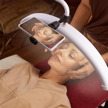 Lampa cosmetica profesionala Semiluna 238 LED,inaltime maxima 180 cm,cu suport de telefon - Alb [4]