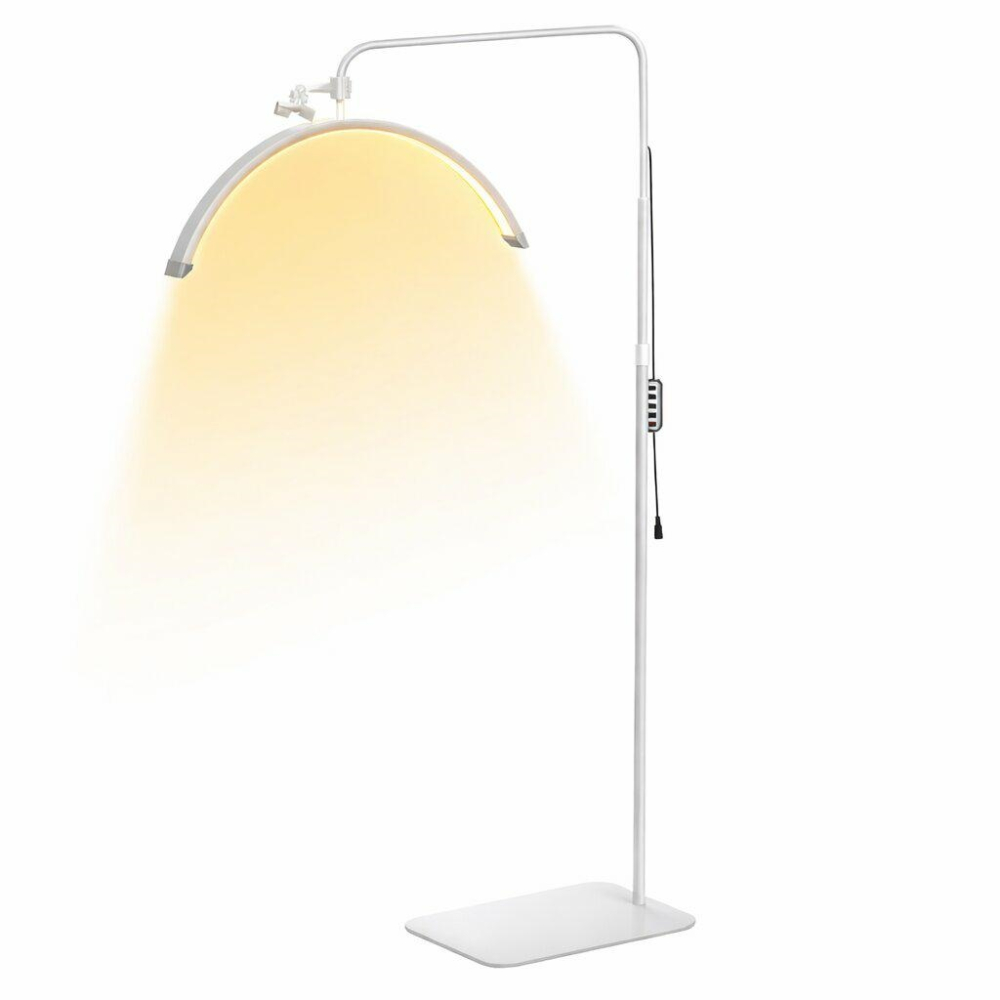 Lampa cosmetica tip semiluna, LED, 40 W, 2500 lm, 320 LED-uri, inaltime reglabila 139-184 cm, lumina calda/rece/neutra, alb [14]