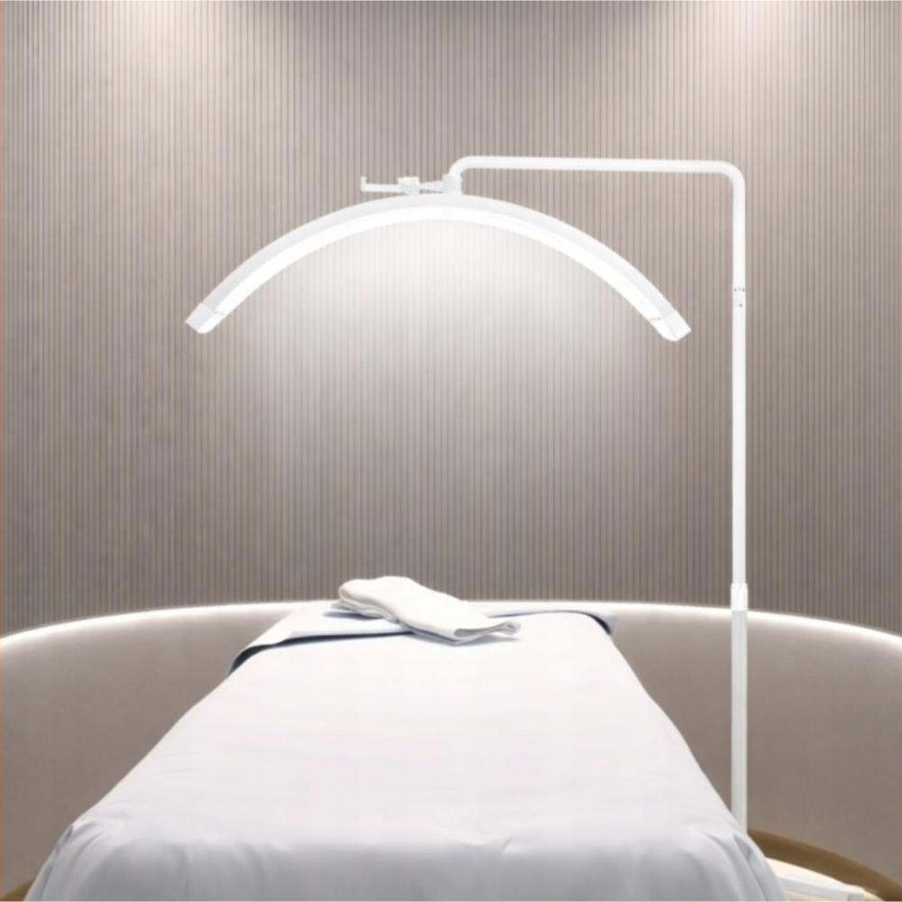 Lampa cosmetica tip semiluna, LED, 40 W, 2500 lm, 320 LED-uri, inaltime reglabila 139-184 cm, lumina calda/rece/neutra, alb [2]