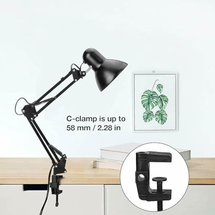 Lampa de birou ajustabila, E27, 40W, suport alb, clema de prindere inclusa [5]