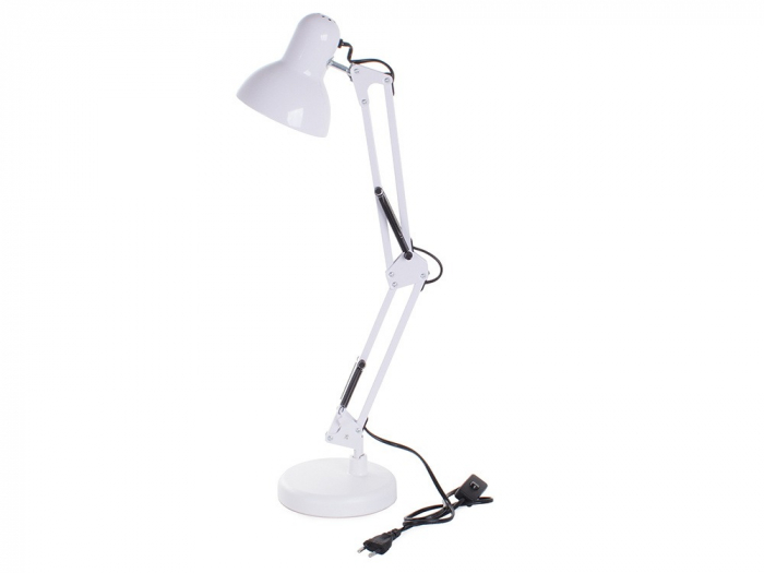 Lampa de birou cu suport, alimentare 220V, soclu E27 becuri clasice - Alb [7]