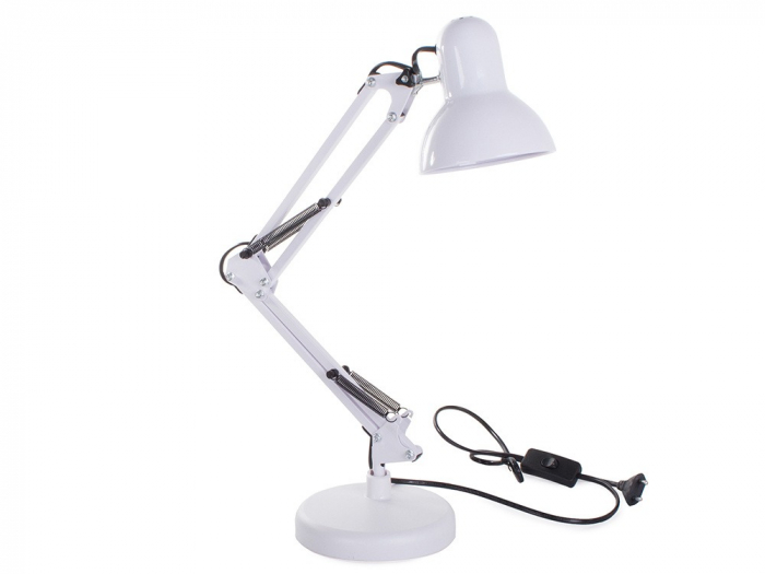 Lampa de birou cu suport, alimentare 220V, soclu E27 becuri clasice - Alb [9]