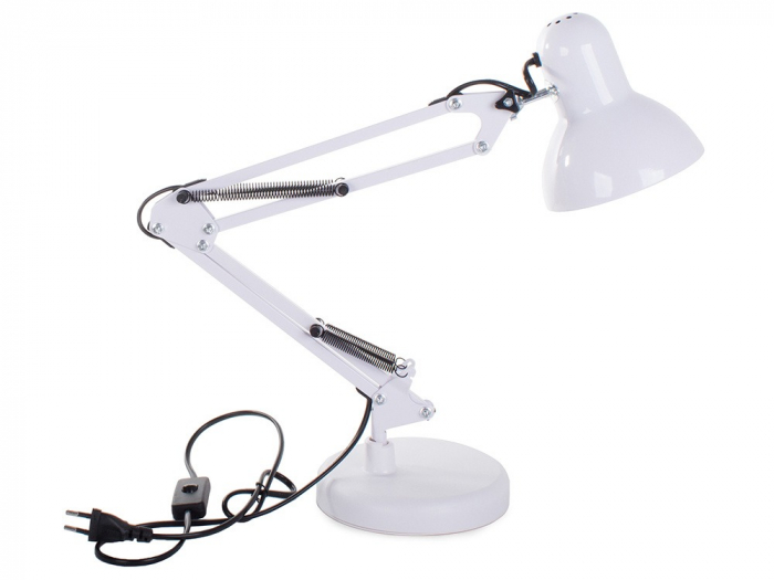 Lampa de birou cu suport, alimentare 220V, soclu E27 becuri clasice - Alb [3]