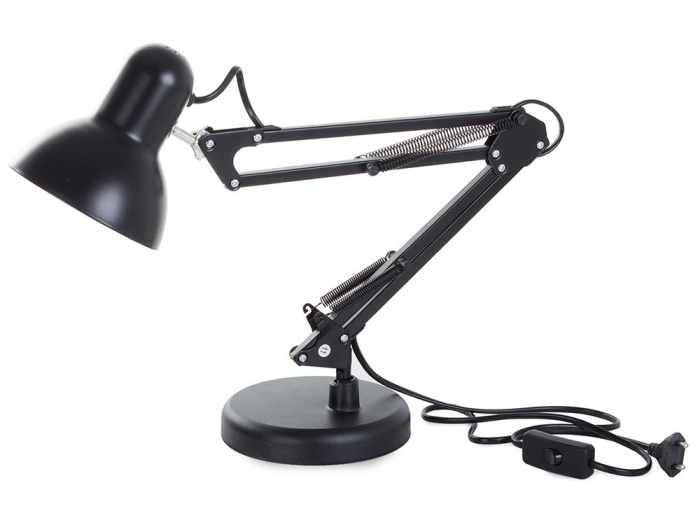 Lampa de birou cu suport, alimentare 220V, soclu E27 becuri clasice - Negru [2]