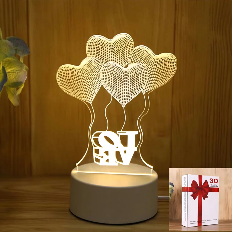 Lampa decorativa LED alb cald 17 x 11.3 cm, model LOVE cu baloane inimioara, baza 9.5 cm [4]