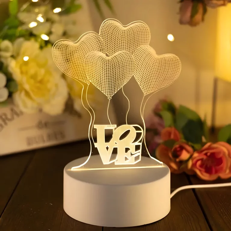 Lampa decorativa LED alb cald 17 x 11.3 cm, model LOVE cu baloane inimioara, baza 9.5 cm [9]