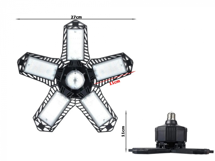 Lampa LED de atelier si garaje cu brate rabatabile, soclu standard E27, 135 LED [2]