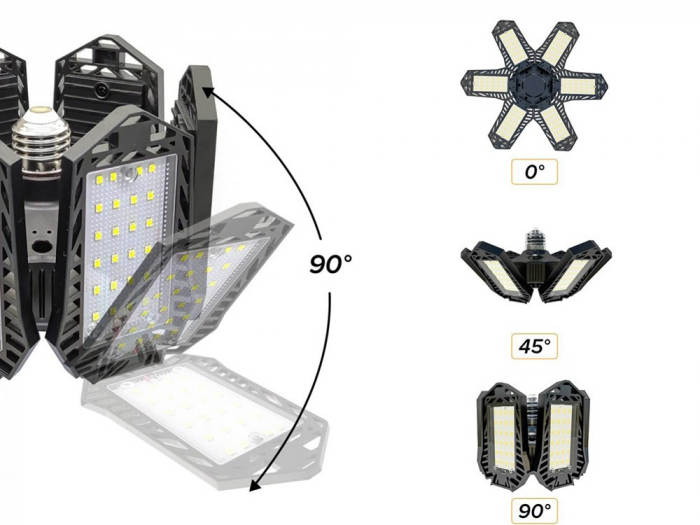 Lampa LED de atelier si garaje cu brate rabatabile, soclu standard E27, 135 LED [7]