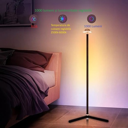 Lampa ambientala RGB, pentru atmosfera in camera, control prin aplicatie, inaltime 102 cm [6]