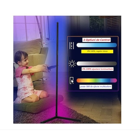 Lampa ambientala RGB, pentru atmosfera in camera, control prin aplicatie, inaltime 102 cm [5]