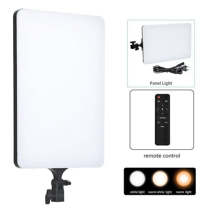 Lampa LED profesionala 47x28 cm, trepied reglabil 200 cm inclus, telecomanda bluetooth, intensitate culori reglabila, [3]