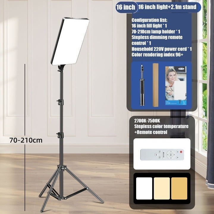 Lampa LED profesionala 47x28 cm, trepied reglabil 200 cm inclus, telecomanda bluetooth, intensitate culori reglabila, [6]