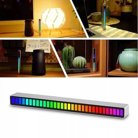 Lampa LED tip bara, RGB, cu lumini sincronizate audio, pentru atmosfera in camera - Alb [2]
