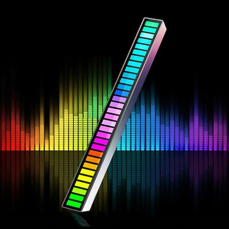 Lampa LED tip bara, RGB, cu lumini sincronizate audio, pentru atmosfera in camera - Alb [4]