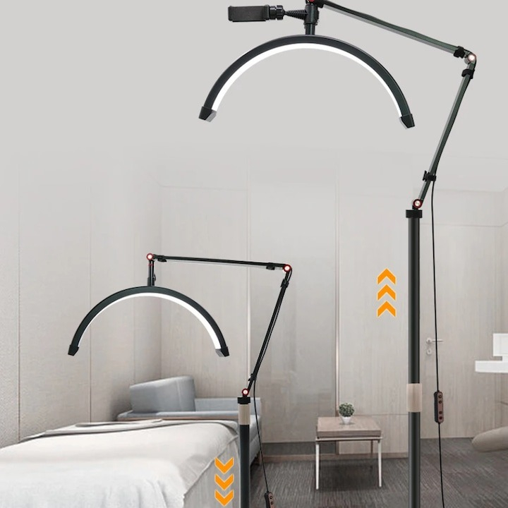 Lampa profesionala LED semiluna 20W 1800Lm, cu brat reglabil pentru cosmetica, gene, sprancene, manichiura si studio tatuaje [7]