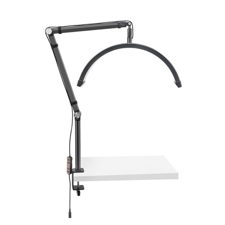 Lampa profesionala LED semiluna 20W 1800Lm, cu brat reglabil pentru cosmetica, gene, sprancene, manichiura si studio tatuaje [3]