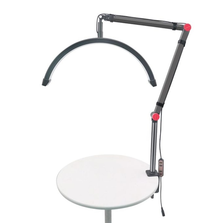 Lampa profesionala LED semiluna 20W 1800Lm, cu brat reglabil pentru cosmetica, gene, sprancene, manichiura si studio tatuaje [4]