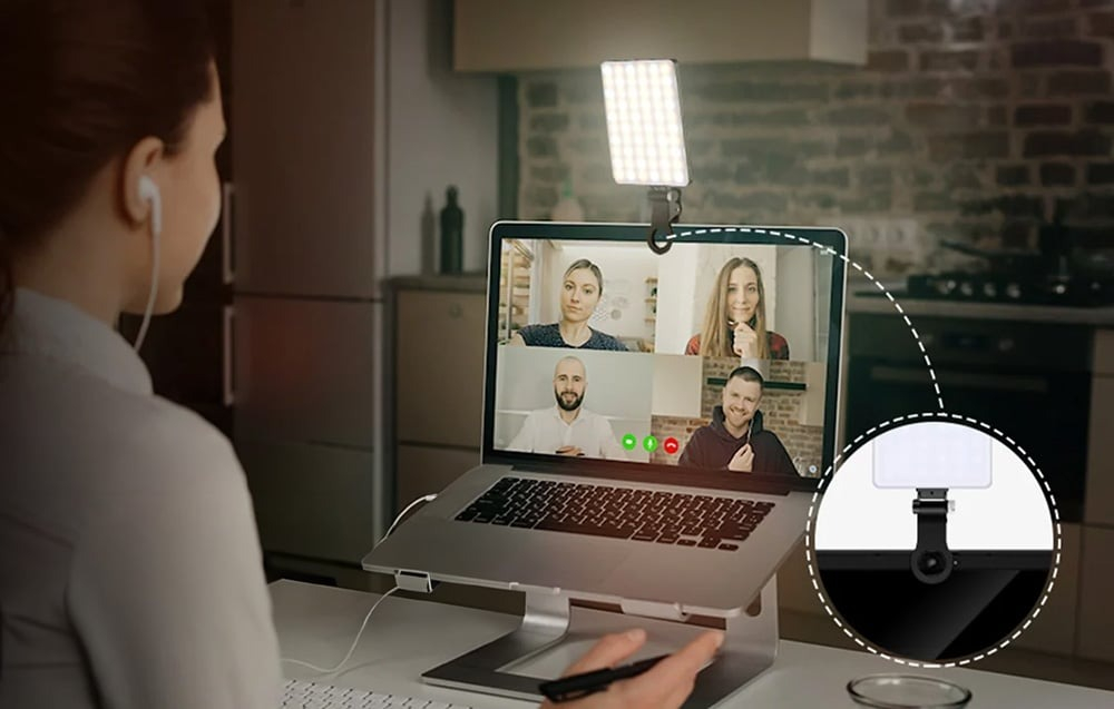 Lampa selfie, LED, Bi Color, pentru poze sau video, 2000 mAh, 4W, accesorii incluse [7]