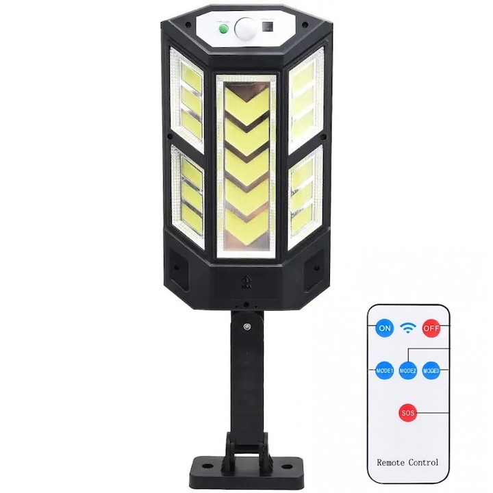 Lampa solara 124 LED-uri, cu senzor de miscare, 3400 lm, 300 W, telecomanda control inclusa [2]