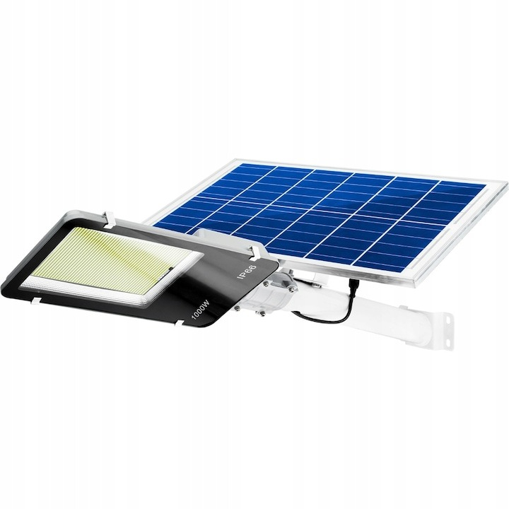 Lampa solara, putere 1200 W, 800 LED-uri, suport pentru perete, stalp, complet rezistenta la fenomene meteo (protectie IP66), telecomanda inclusa, negru [3]