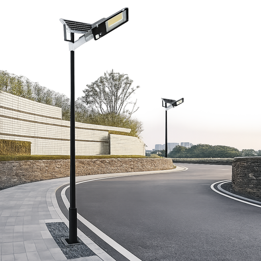 Lampa solara stradala 300W, 299 LED-uri, panou solar separat, telecomanda, stalp de montaj, iluminare exterior pentru curte, gradina, alei si parcari [2]