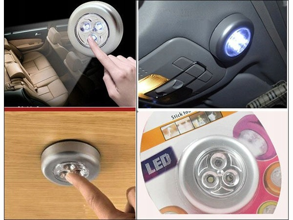 Lampa universala autoadeziva cu 3 LED-uri, utilizare baterii de tip AAA - Argintiu [2]