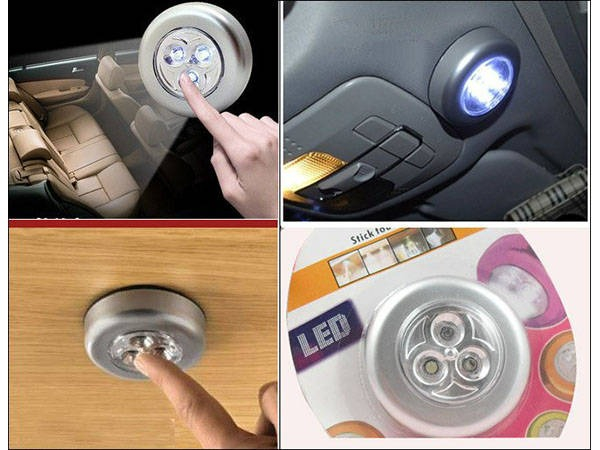 Lampa universala autoadeziva cu 3 LED-uri, utilizare baterii de tip AAA - Argintiu [5]