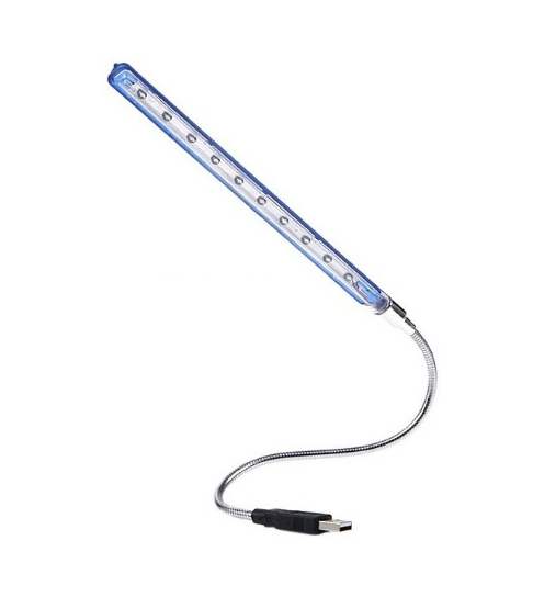 Lampa USB cu 10 LED-uri, lungime 40 cm, pentru laptop, citit, rezistenta la apa, material flexibil, albastru [3]