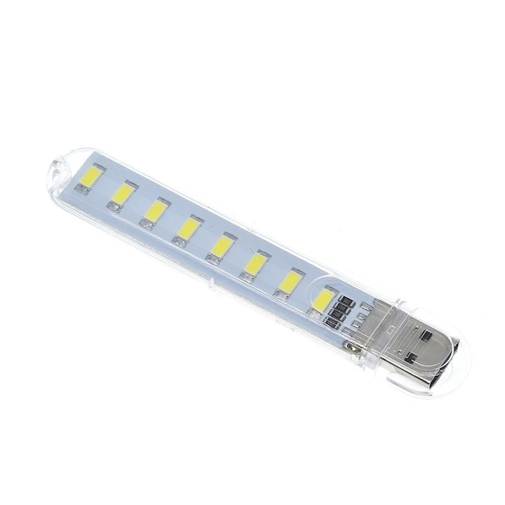 Lampa USB cu 8 LED-uri, portabila, pentru citit, laptop, carcasa transparenta, 9.5 cm [1]