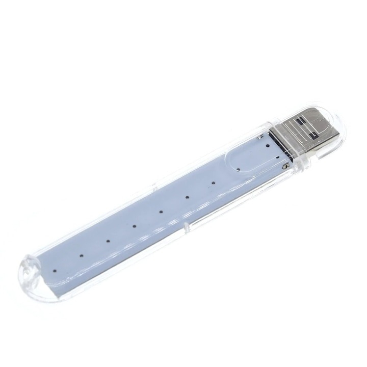 Lampa USB cu 8 LED-uri, portabila, pentru citit, laptop, carcasa transparenta, 9.5 cm [2]