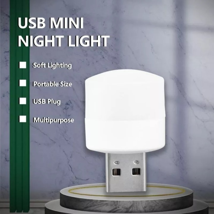 Lampa USB, lumina rece, 1W, 5V, plastic/aluminiu, 35 x 23.5 mm, portabila [5]