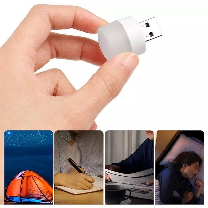 Lampa USB, lumina rece, 1W, 5V, plastic/aluminiu, 35 x 23.5 mm, portabila [4]