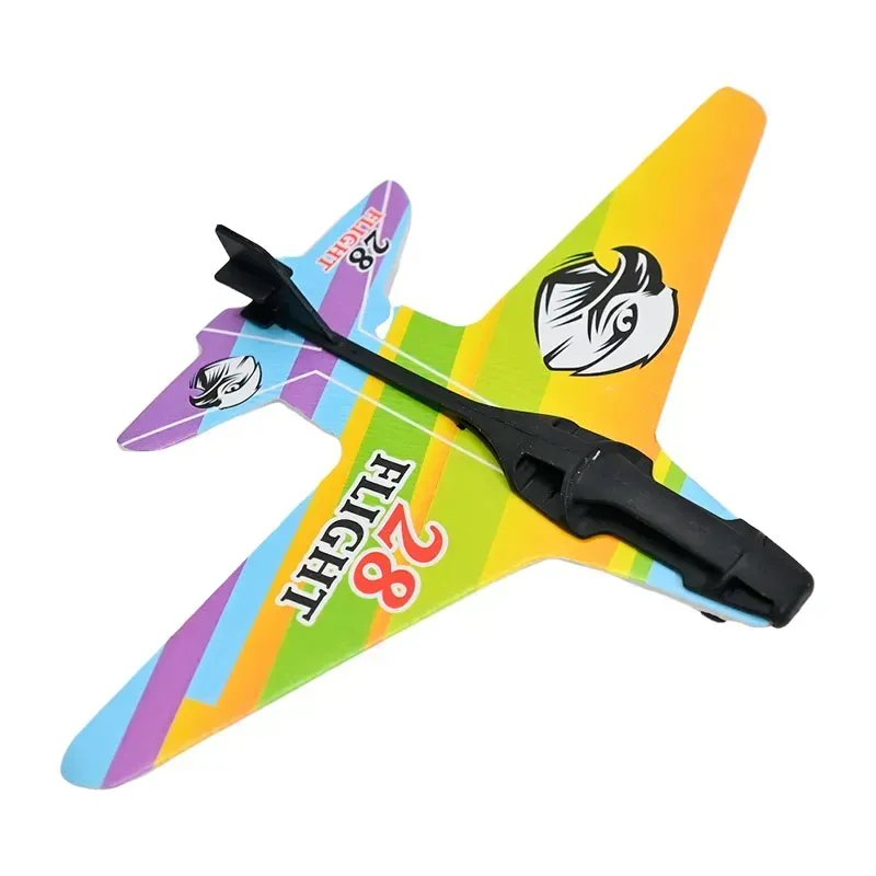 Lansator avioane portocaliu 25 x 6 x 18 cm, pistol jucarie cu 4 avioane EPP, sistem mecanic de lansare, fara baterii, pentru copii 3+ ani, joc activ de precizie si indemanare [6]