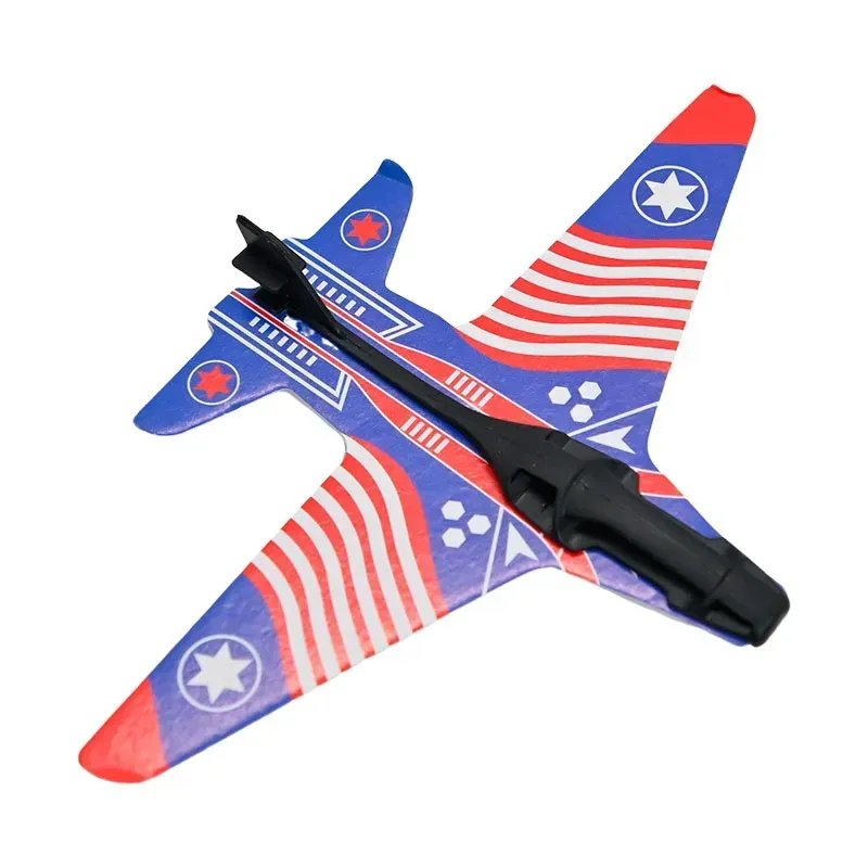 Lansator avioane portocaliu 25 x 6 x 18 cm, pistol jucarie cu 4 avioane EPP, sistem mecanic de lansare, fara baterii, pentru copii 3+ ani, joc activ de precizie si indemanare [4]